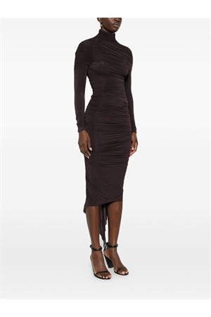 Dark brown asymmetrical draped skirt FRANCESCO MURANO | 429T06500